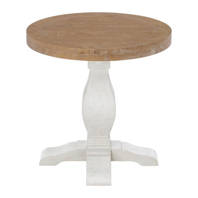 Sarcoline Solid Wood Round Pedestal End Table