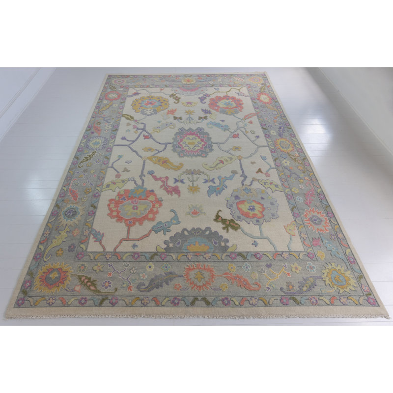 Inez Hand Knotted Wool Oriental Area Rug, Rectangle 12' x 15'