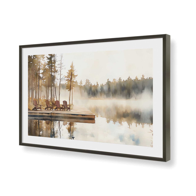 «Mist Over Quiet Pines», reproduction encadrée, H 13 po x l 17 po, Noir satiné