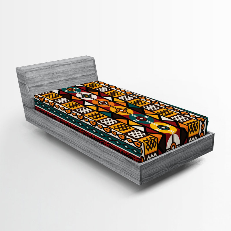 Ensemble de 2 draps-housses Ambesonne, Drap-housse de taille simple, Multicolore / Sud-ouest 2