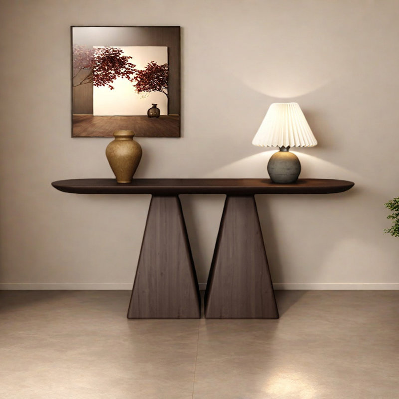 Console Retro Minimalist Art, Bois brun foncé, H 31,5 po x l 78,74 po x P 11,81 po