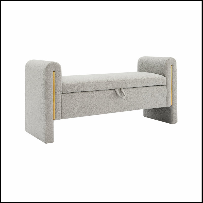 Banc de bout avec accoudoirs et rangement Modern Teddy, Gris