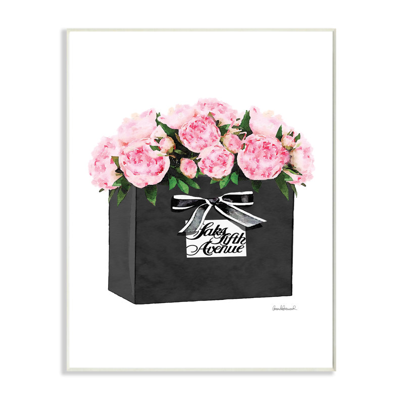 « sac de haut-parleurs de haut de gamme rembourré avec pivoines », impression, H 15 po x l 10 po x P 0,5 po, Plaque murale