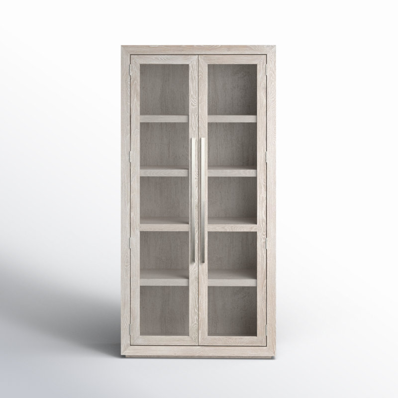 Alaya Solid Oak Wood Corner Display Stand, White