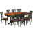 9 Piece Dining Room Table Set Includes an Oval Kitchen Table with Butterfly Leaf and 8 Faux Leather Dining Chairs, Black & Cherry-585585178-551914207