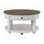 Table basse ronde avec tiroir et roulettes