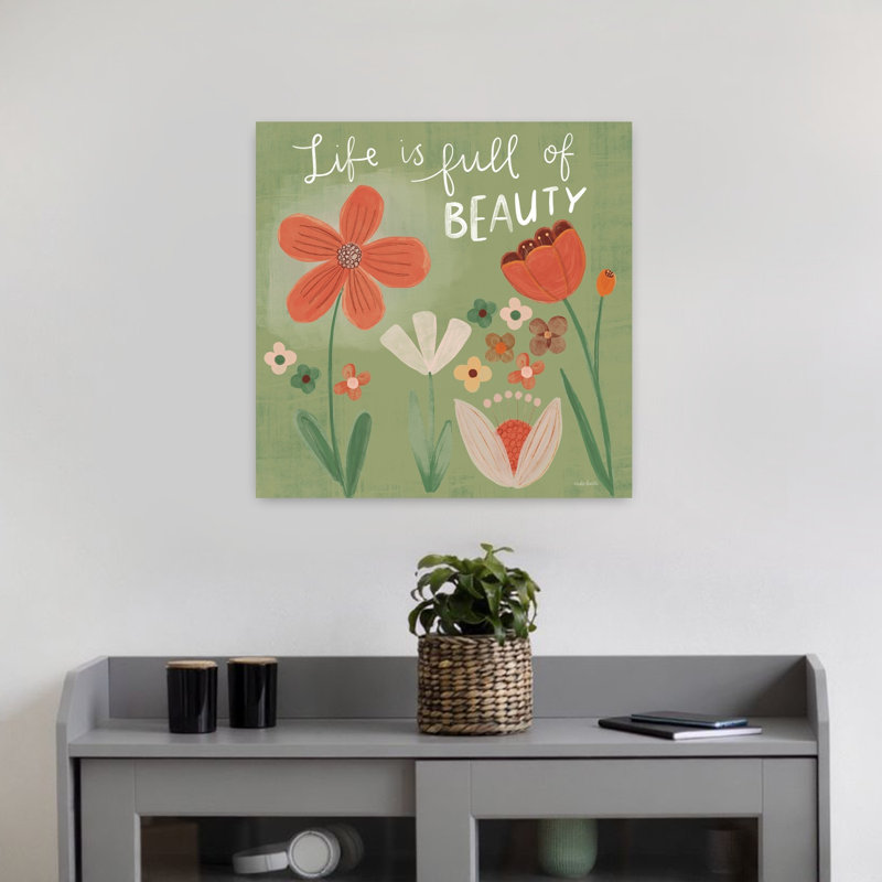 Art contemporain «La vie est pleine de beauté», H 18 po x l 18 po
