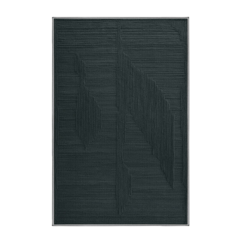Tapis abstrait vert lavable à la machine, Rectangulaire 8 pi x 12 pi