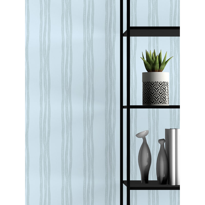 Rouleau de papier peint rayé L 33 pi x l 20,5 po Susan Hable, Bleu