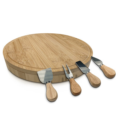 Ensemble de planche à fromage en bambou 10 "avec couteaux Majors Millwood Pines Living