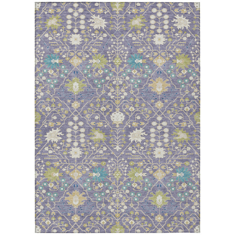 HomeRoots 3' X 5' Lavender Oriental Washable Indoor Outdoor Area Rug