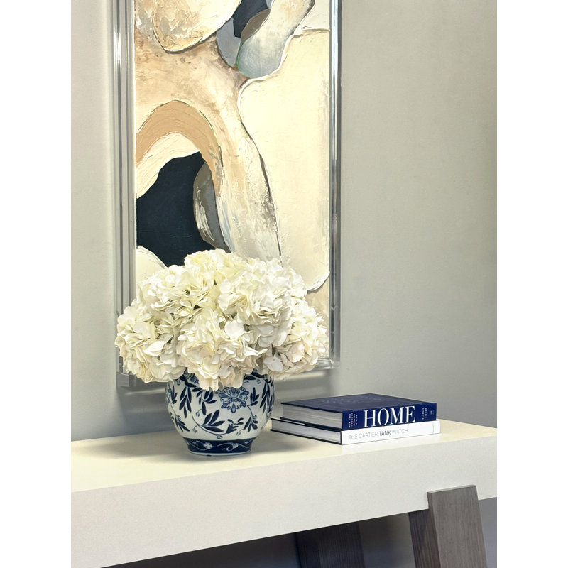 Hydrangea Arrangement in Blue and White Vase