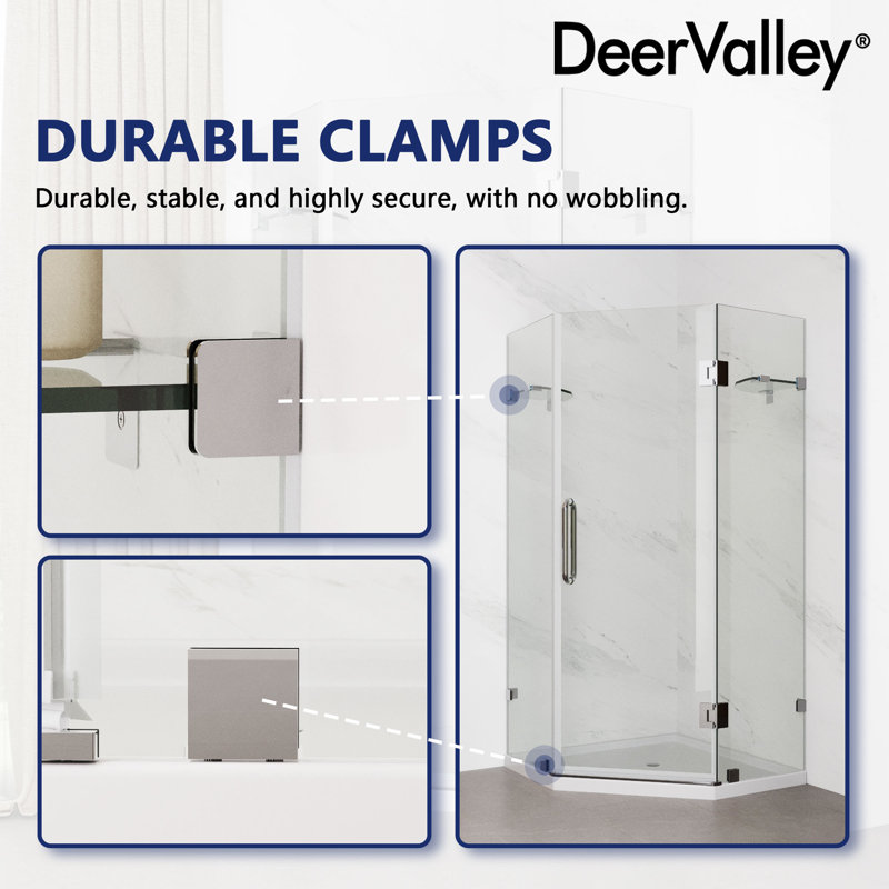 34'' Clear Tempered Glass Frameless Neo-Angle Shower Enclosure