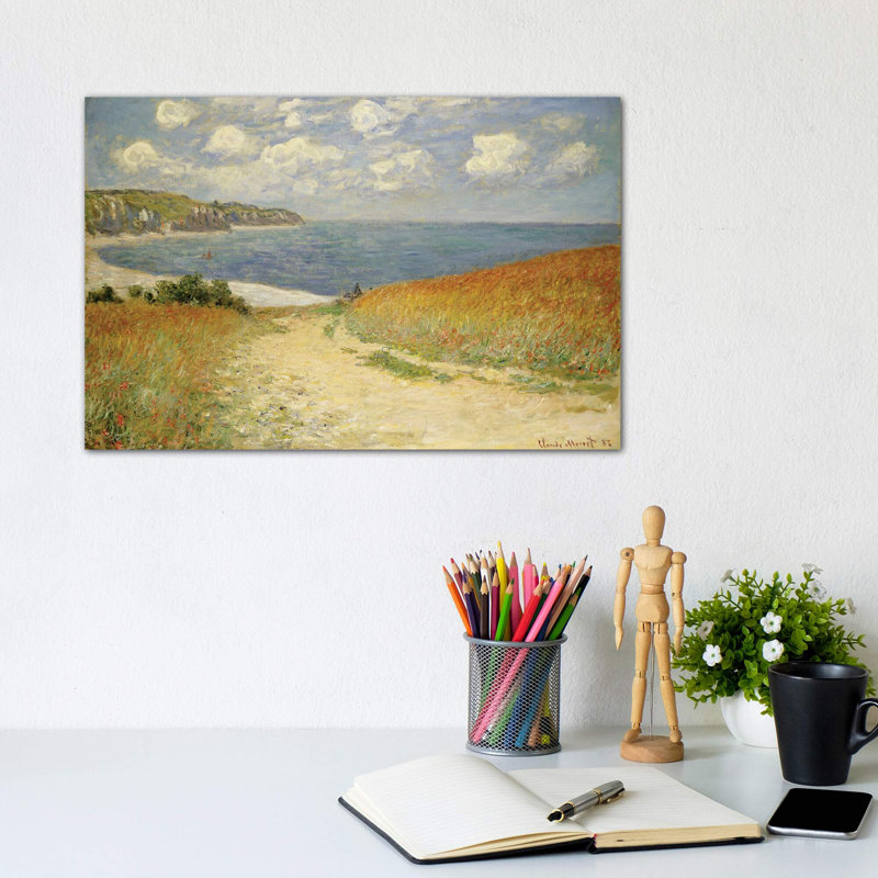 Path in the Wheat at Pourville, 1882 by Claude Monet - 1 Piece Wall Art on Canvas, 30.48 cm H x 45.72 cm W, No Frame