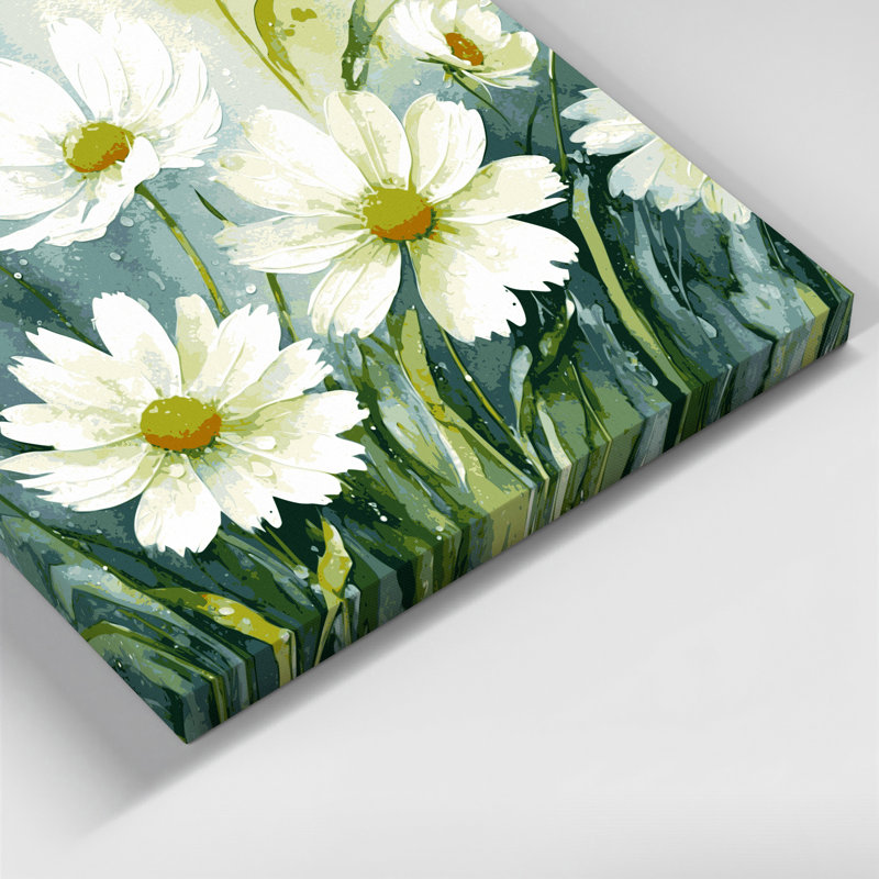 «Botanical Camomile Beige», art mural sur toile, H 11 po x l 14 po