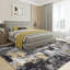 Tapis abstrait moderne lavable à la machine antidérapant noir / gris / or-1728086985