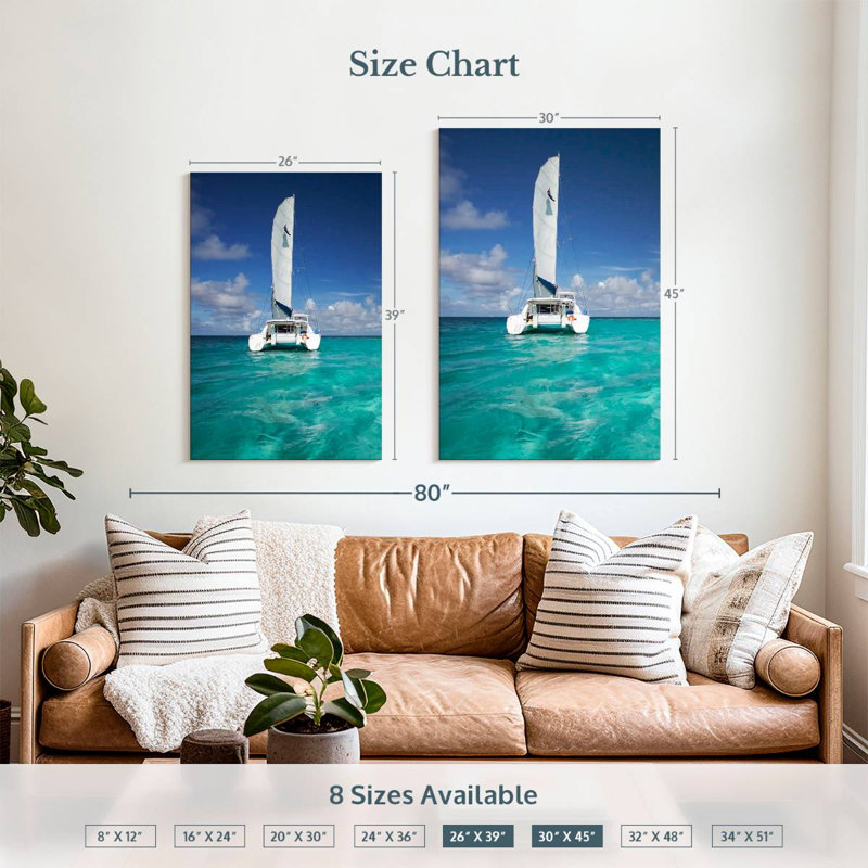Aime Turquoise Sea Catamaran, 39" H x 26" W