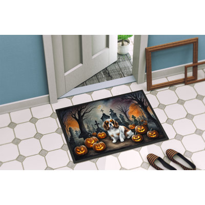 Paillasson Cavalier Spaniel Spooky Halloween 18 x 27
