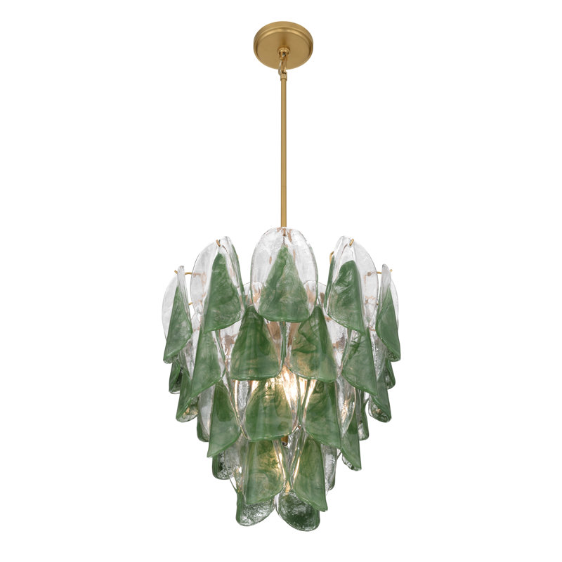 Luminaire suspendu 5 lumières Verla Crest, Transparent / vert