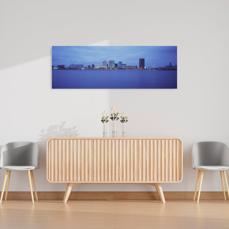Buildings at the waterfront Norfolk Virginia USA 1 Piece Wrapped Canvas Panoramic Wall Art, 40.64 cm H x 121.92 cm W