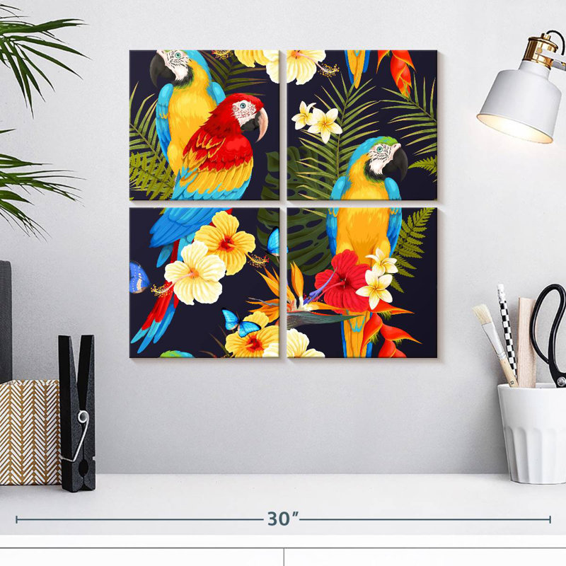 Brampt Macaw Trio, 18" H x 18" W
