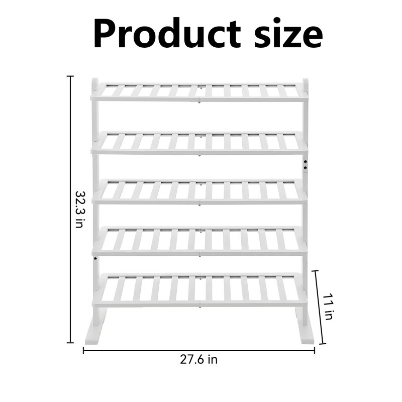 White Shoe Rack, 5-Layer Bamboo Shoe Rack Storage Rack For Wardrobes And Entrances, Thick Wooden Independent Shoe Rack For Small Spaces, Sturdy Multifunctional Shoe Rack Suitable For Bedrooms And Garages