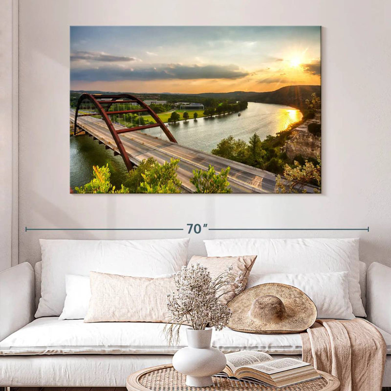 Lilie Pennybacker Bridge Sunset, H 34 po x l 51 po