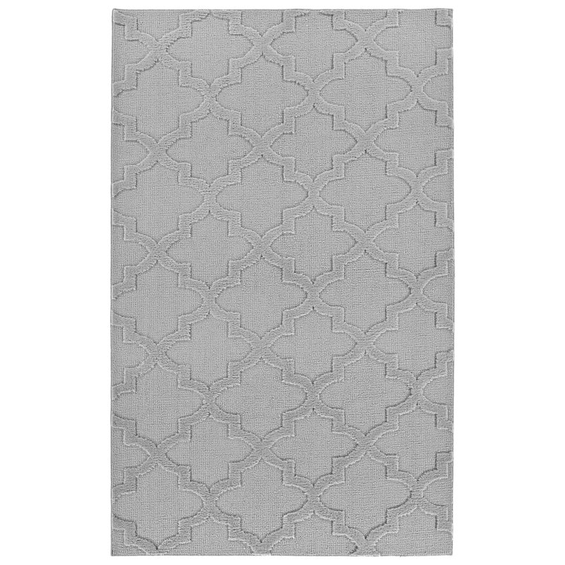 Tapis argenté à motif de treillis à boucles coupées par Nasturtium, Rectangle 6 pi x 9 pi