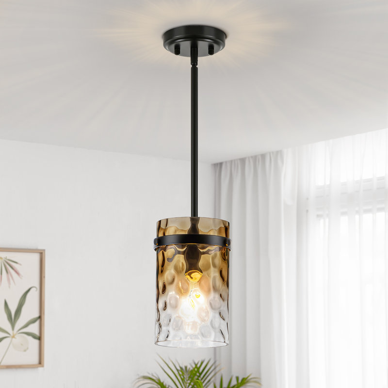 Levona 1 - Light Kitchen Island Pendant, Matte Black, Amber