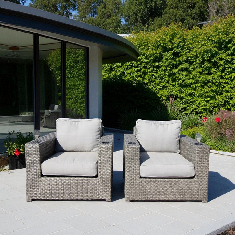 Chaises longues d'extérieur avec coussins entièrement assemblées, ensemble de 2