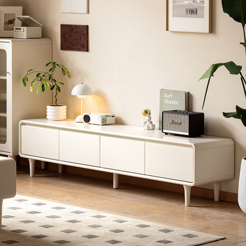 Meuble télé moderne en bois massif beige, H 16,54 po x L 78,74 po x l 15,75 po
