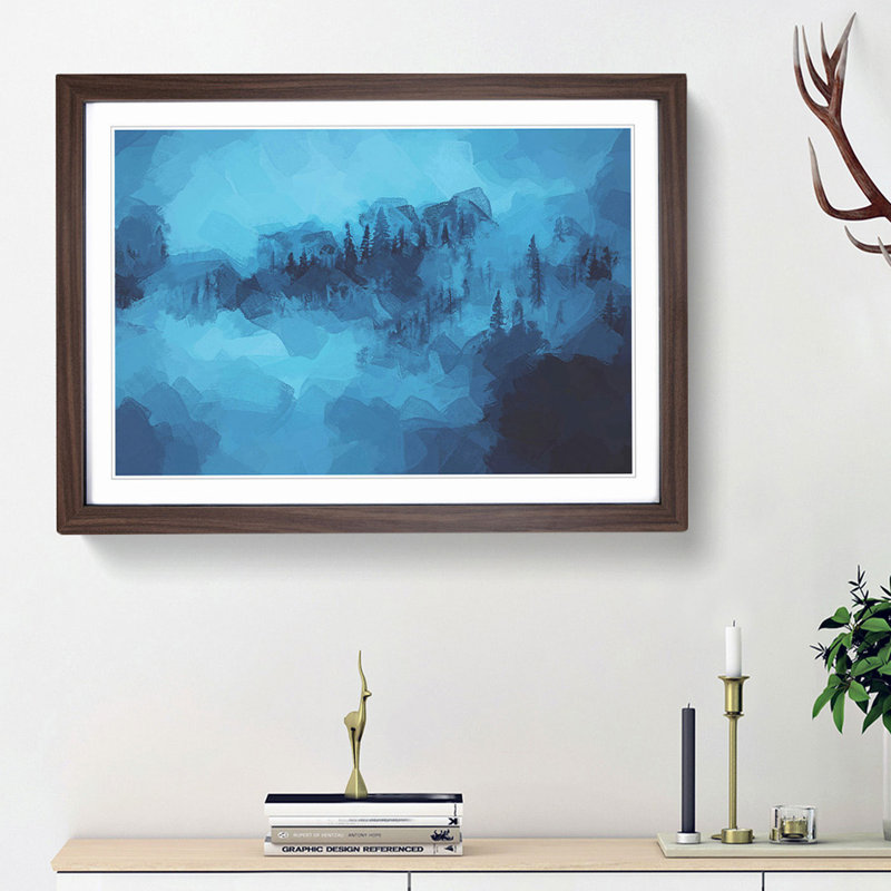 A Mist over the Forest in Abstract - Picture Frame Graphic Art Print, 62cm H x 87cm W x 2cm D, Walnut Framed