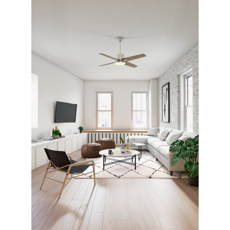 52" Axial Ceiling Fan With LED Light Kit And Wall Control, Matte Nickel