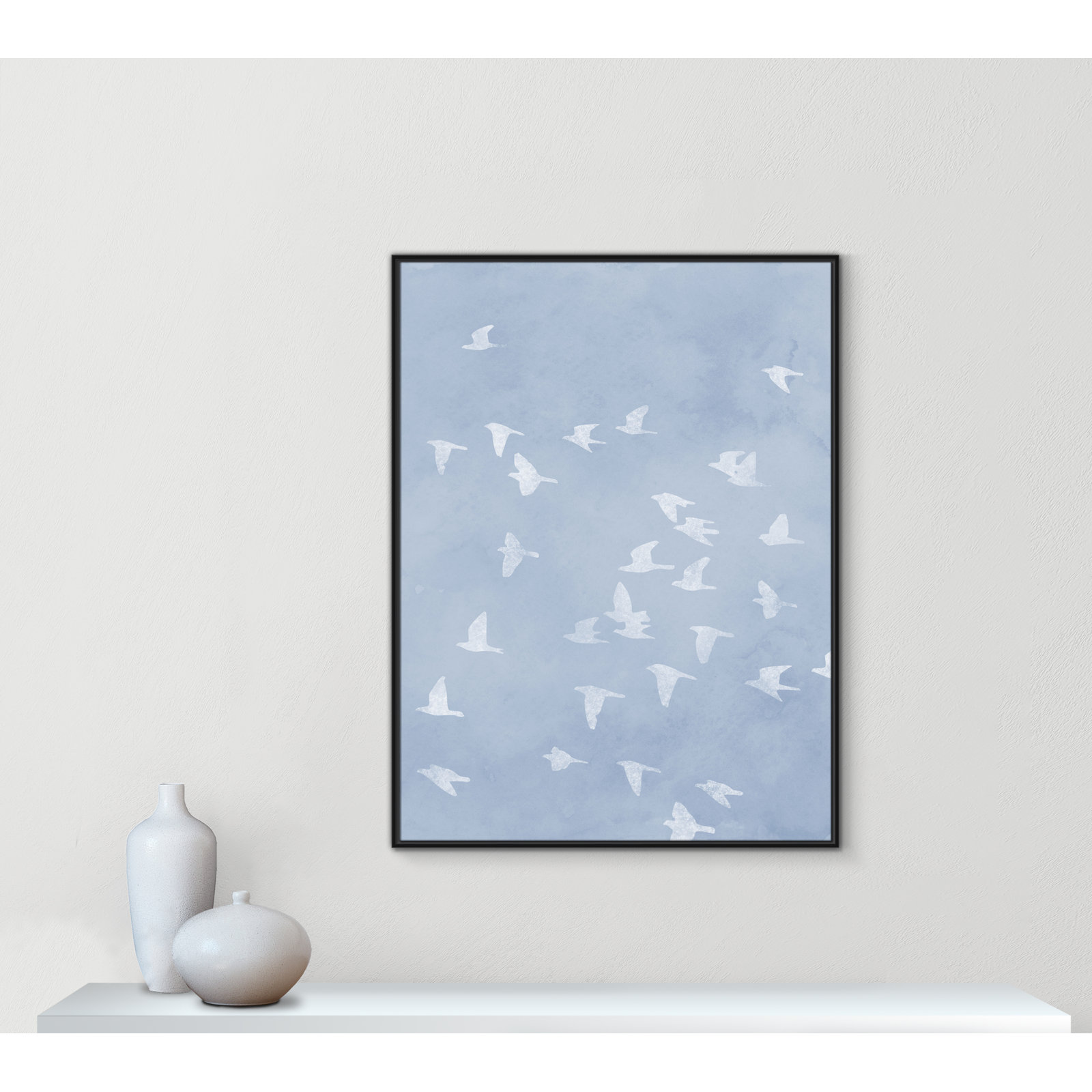 Flying Friends Print by Marcus Prime, 37.5'' W x 49.5'' H, Black Floater