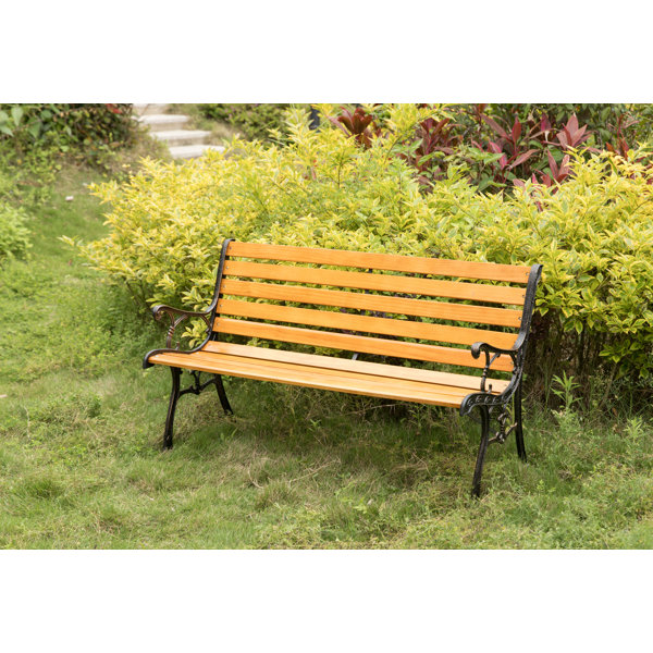 Red Barrel Studio® Kambrya Durable Steel and Solid Wood Park Bench ...