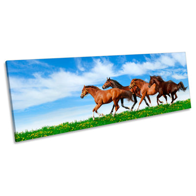 Horses Galloping - Wrapped Canvas Panoramic Print