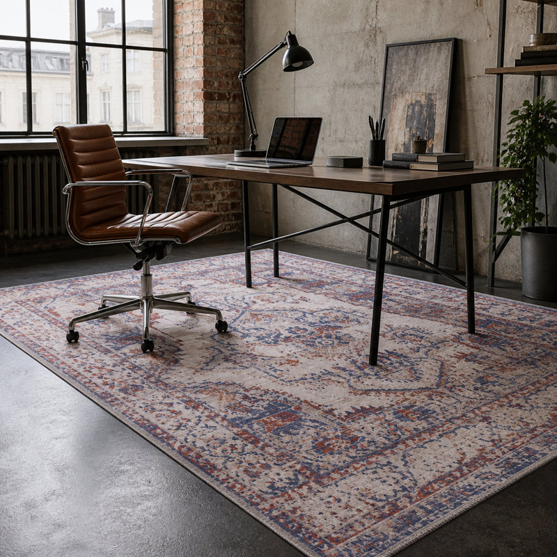 Vintage Look Cotton and Chenille Flatweave Area Rug, 80 x 150 cm