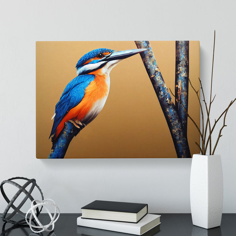 Bewitching Kingfisher Bird - Wrapped Canvas, 50cm H x 76cm W x 3cm D