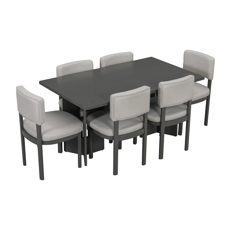Ensemble de table de salle à manger 7 pièces avec plateau de table 60 po, Grey