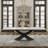 63''-94'' Expandable Dining Table for 4-8, White Sintered Stone Kitchen Table with Black Stainless Steel Base