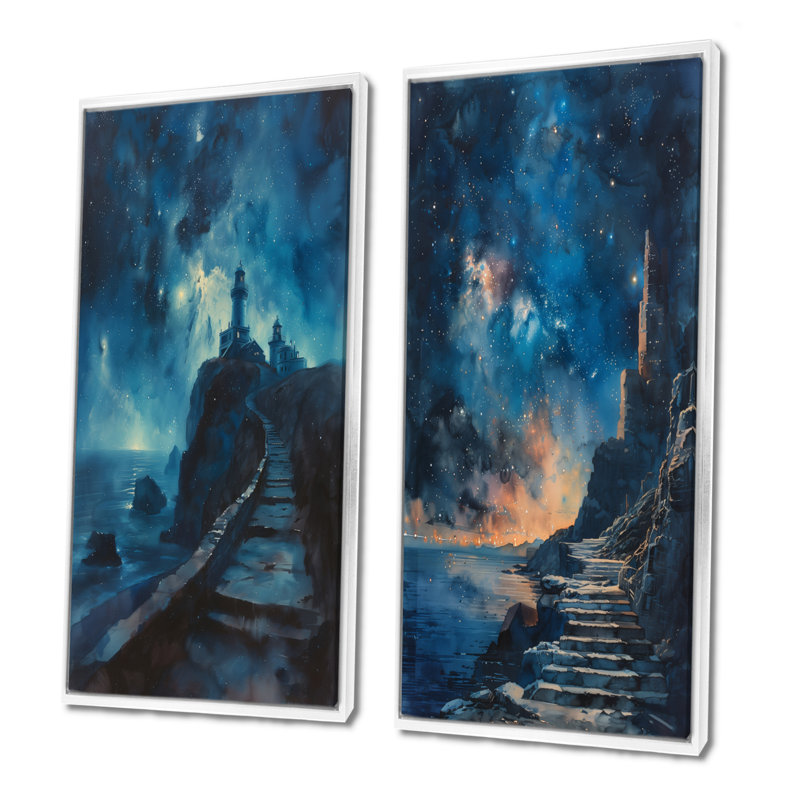 «Galactic Glimpse», ensemble de 2 pièces d'art mural, H 28 po x l 24 po, Cadre flottant blanc