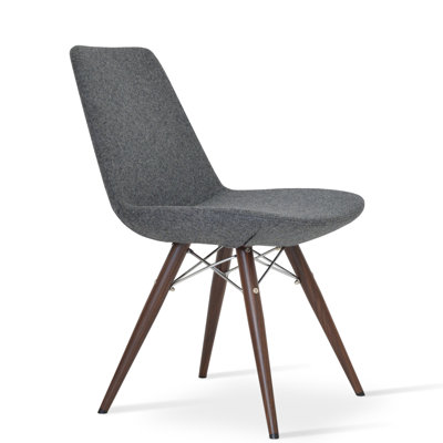 Chaise de salle à manger rembourrée en cuir véritable mw Eiffel