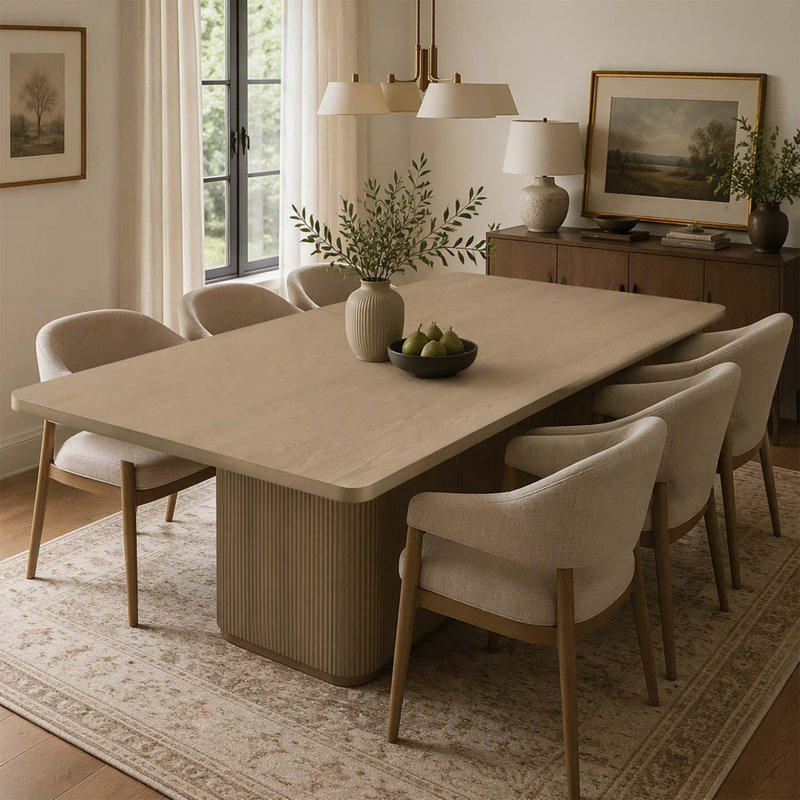 Table de salle à manger rectangulaire de 213 cm (84 pouces) pour 6 à 8 personnes, robuste et polyvalente, facile à assembler et à nettoyer, finition naturelle