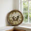 Horloge, horloge murale ronde 23 po, mécanisme d'engrenage, brun antique, transitionnel-1384870434