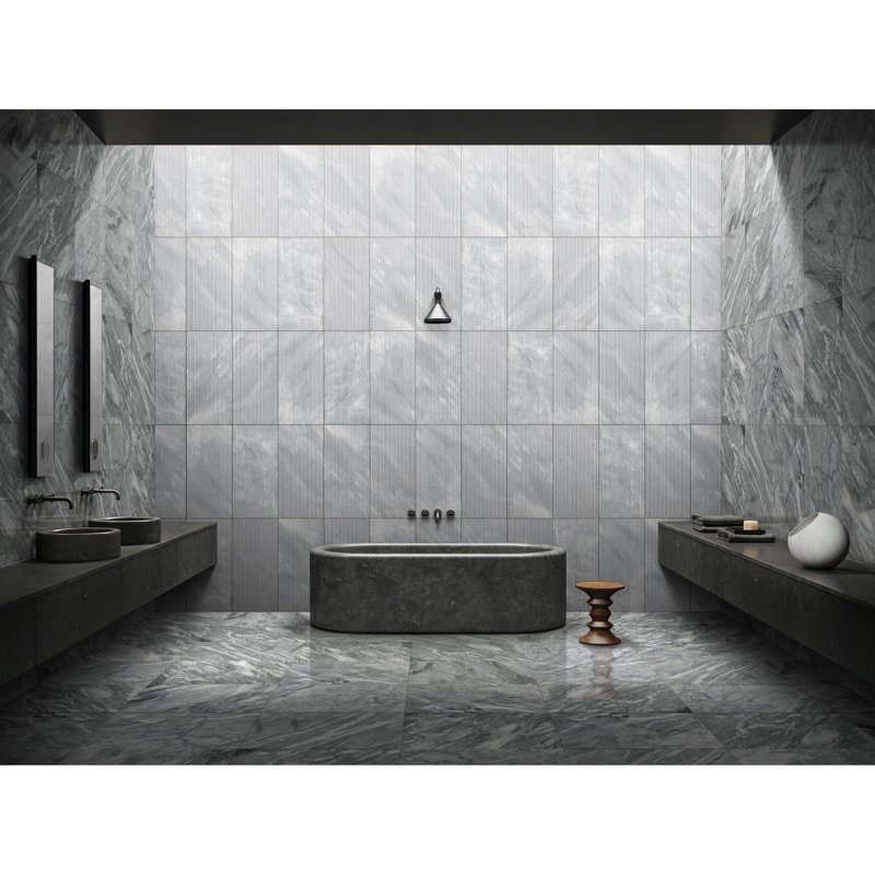 Marbre 12 x 24 pouces, carrelage mural en pierre naturelle de couleur grise, texturé pour atelier d'art en marbre gris 12 * 24, cannelé 3D, musée des sciences,