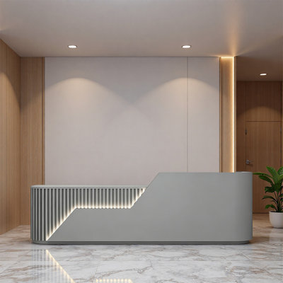Comptoir de caisse élégant et contemporain - Design polyvalent pour espace commercial
