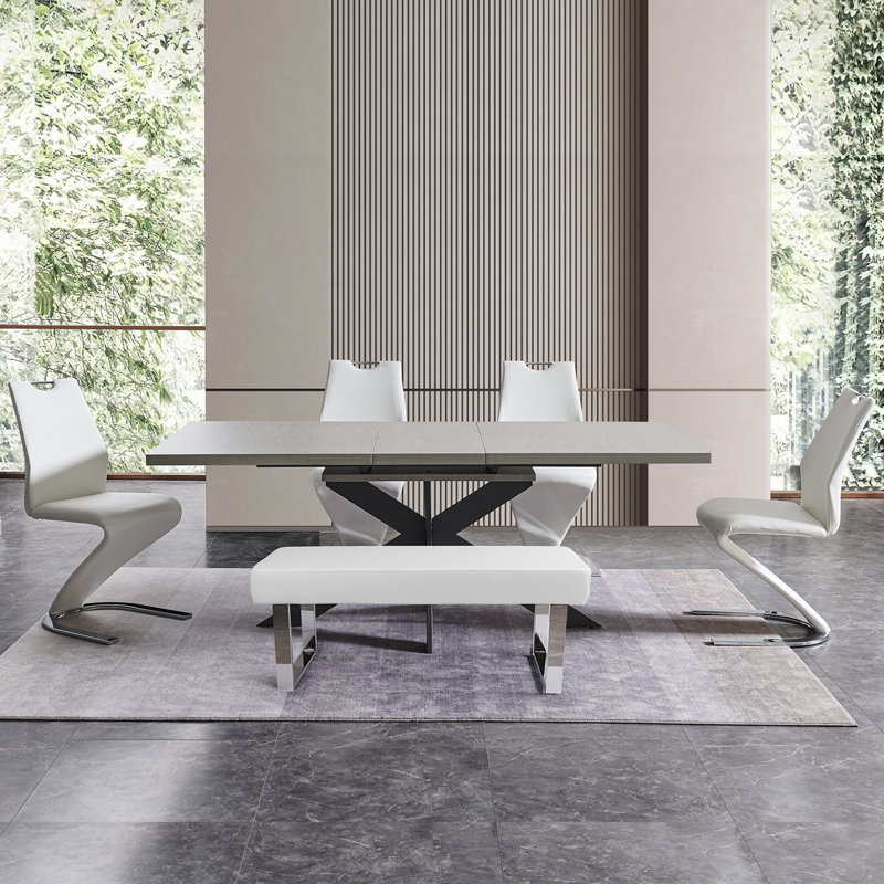 Banc avec repose-pieds Cemal, Blanc