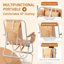 Chaise de plage pliable en aluminium antirouille avec accoudoirs en bois et inclinaison en 4 positions pour terrasse et pelouse