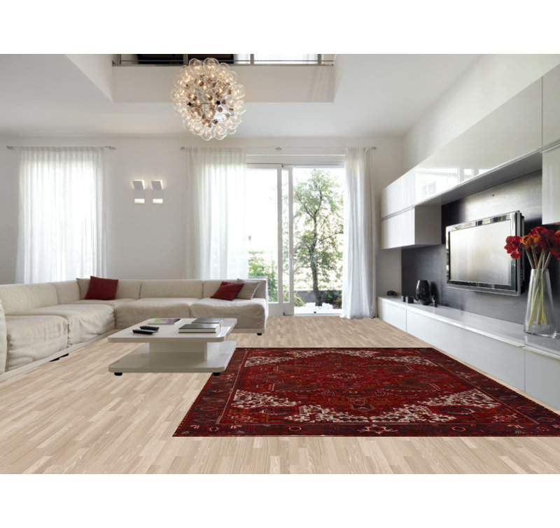 Tapis traditionnel rouge fait à la main 10 x 13