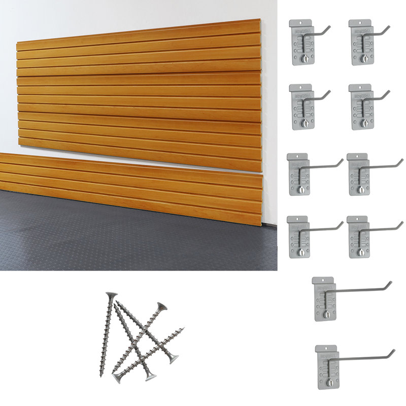 Slatwall Large Basic Duty Starter System, Golden Oak
